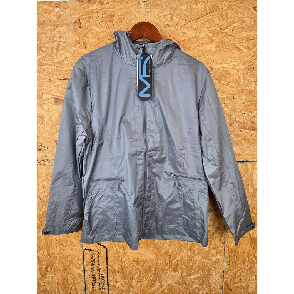 Mack Russo Mens Lightweight‎ Hooded Jacket Gray Windbreaker L NEW